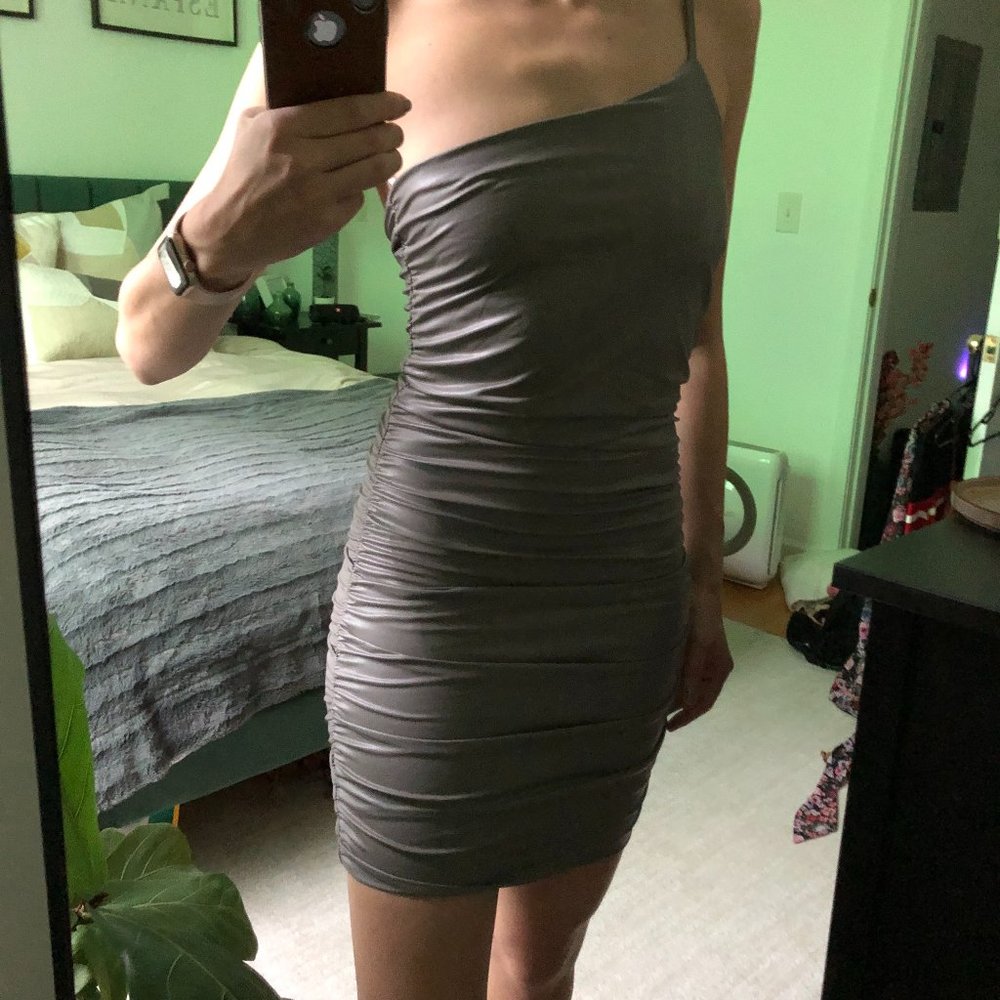 Faux Leather a-symmetric dress